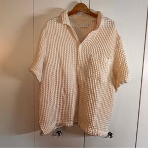 Standard/Cloth Men’s Waffle Texture Button Down Shirt - Cream Color - Like New
